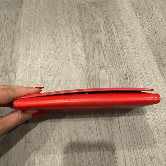 Celine Leather Vintage Bifold Long Wallet Women's - Red With Gray Interior EUC - Picture 6 of 10